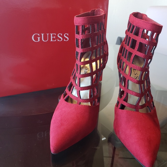 Guess Shoes - NEW! GUESS DALENEY CAGED DARK RED BOOTIE
